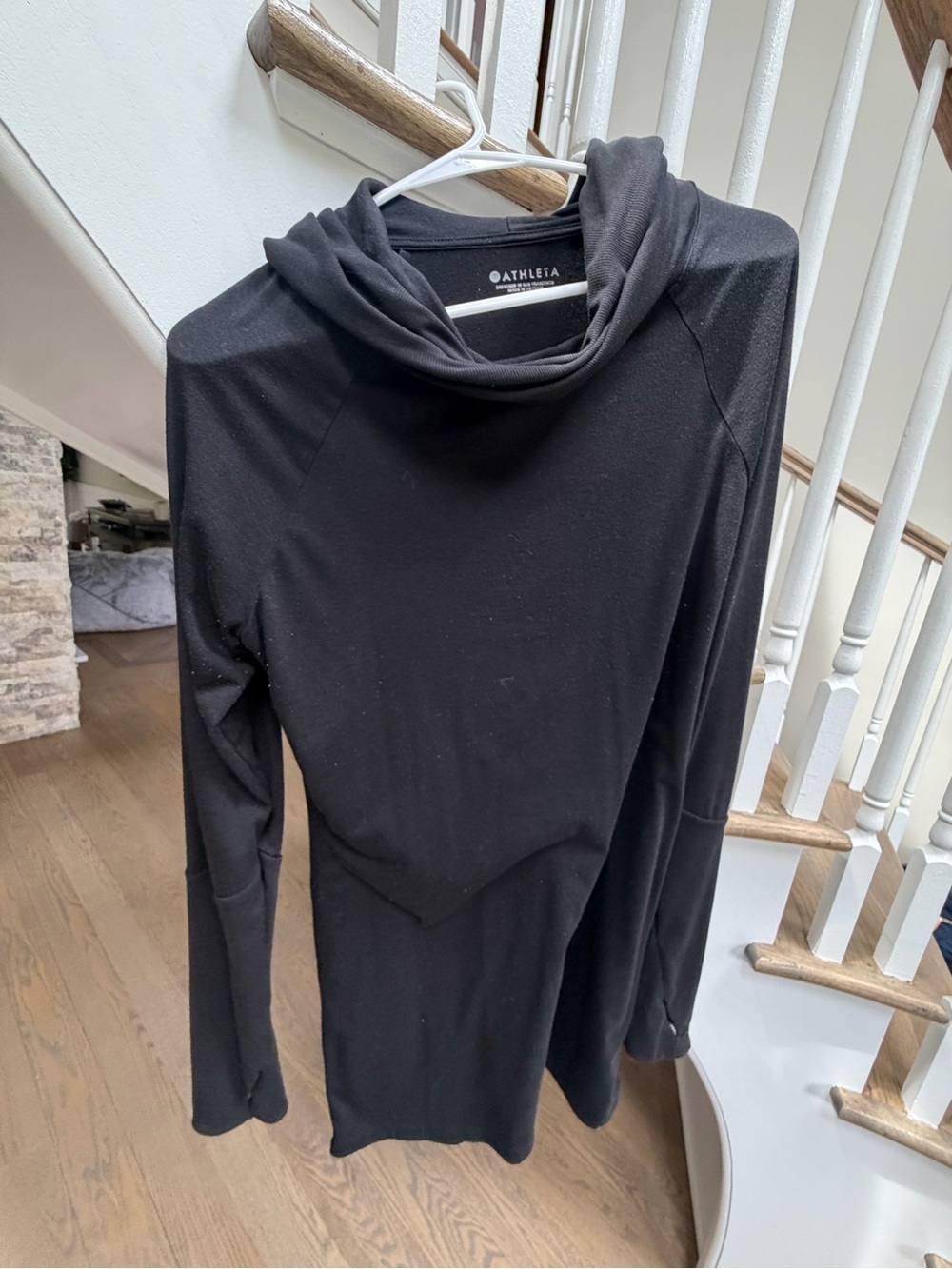 Athleta Black Hooded Performance Pullover